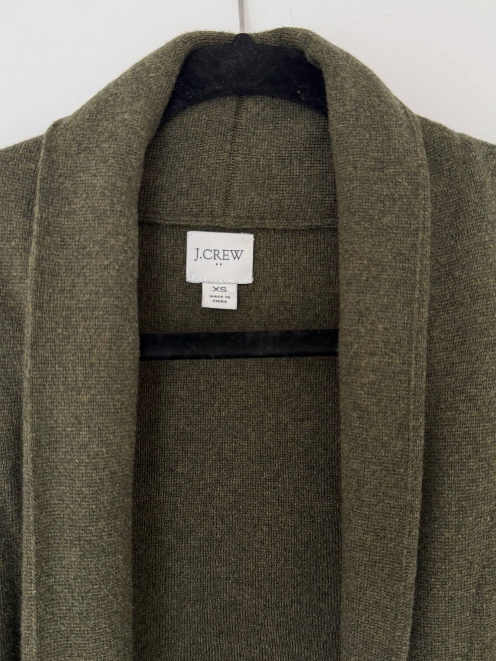 J. Crew Olive Green Open Front Longline Cotton Cardigan Sweater Size XS - Picture 3 of 4